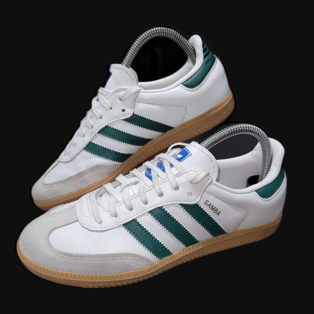 ADIDAS Samba Men's Size 9.5 OG Originals Men's White Collegiate Green Sneakers